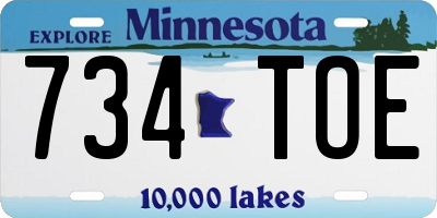 MN license plate 734TOE