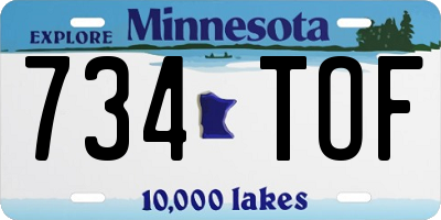 MN license plate 734TOF