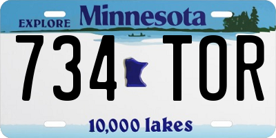 MN license plate 734TOR