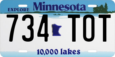 MN license plate 734TOT