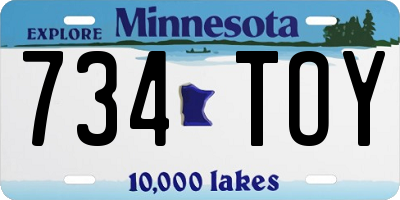 MN license plate 734TOY