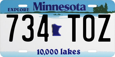 MN license plate 734TOZ