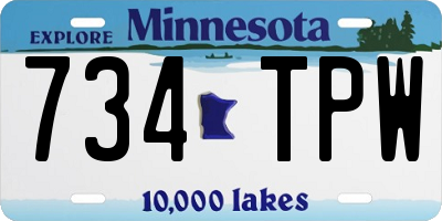 MN license plate 734TPW