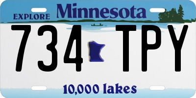MN license plate 734TPY