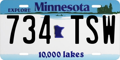 MN license plate 734TSW