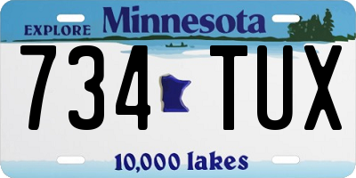 MN license plate 734TUX