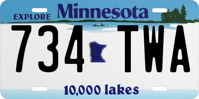 MN license plate 734TWA