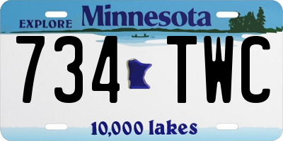 MN license plate 734TWC
