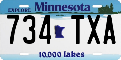 MN license plate 734TXA