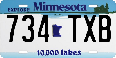 MN license plate 734TXB