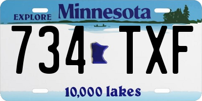 MN license plate 734TXF