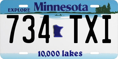 MN license plate 734TXI