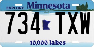 MN license plate 734TXW