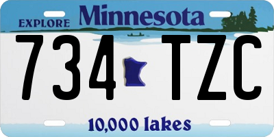 MN license plate 734TZC