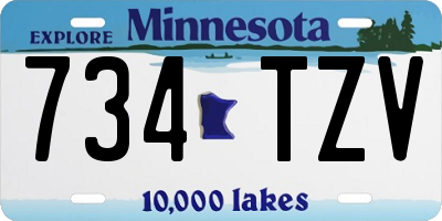 MN license plate 734TZV