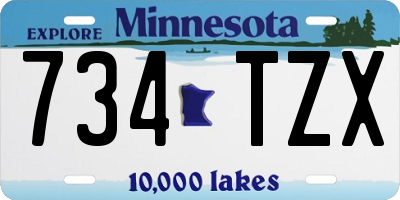 MN license plate 734TZX