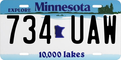 MN license plate 734UAW
