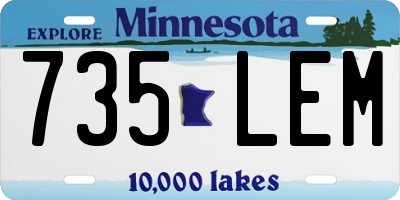 MN license plate 735LEM
