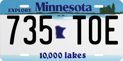MN license plate 735TOE