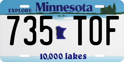 MN license plate 735TOF
