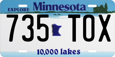 MN license plate 735TOX