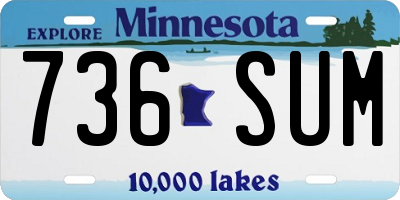 MN license plate 736SUM