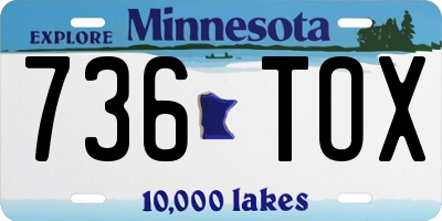 MN license plate 736TOX