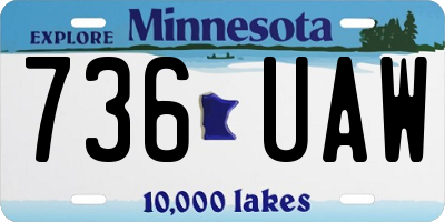 MN license plate 736UAW
