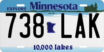 MN license plate 738LAK