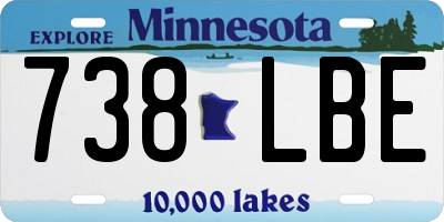 MN license plate 738LBE