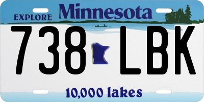 MN license plate 738LBK