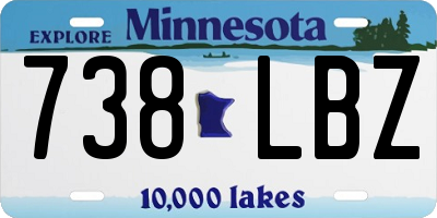 MN license plate 738LBZ