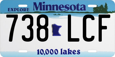MN license plate 738LCF