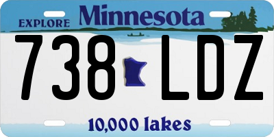 MN license plate 738LDZ