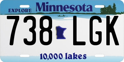MN license plate 738LGK