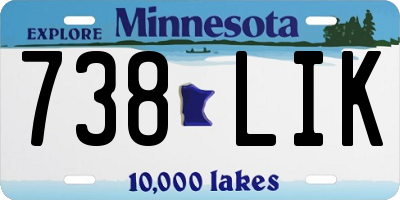 MN license plate 738LIK