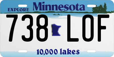 MN license plate 738LOF