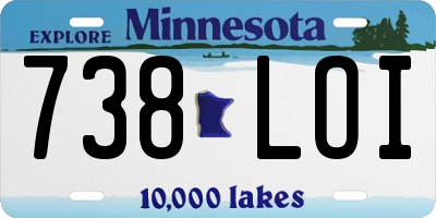 MN license plate 738LOI