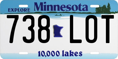 MN license plate 738LOT