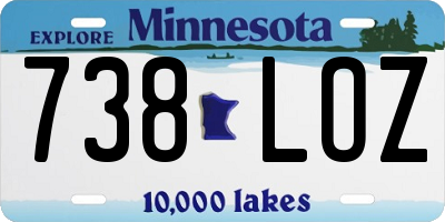 MN license plate 738LOZ