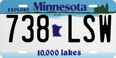 MN license plate 738LSW