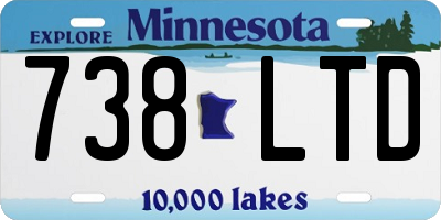 MN license plate 738LTD