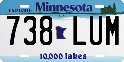 MN license plate 738LUM