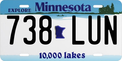 MN license plate 738LUN