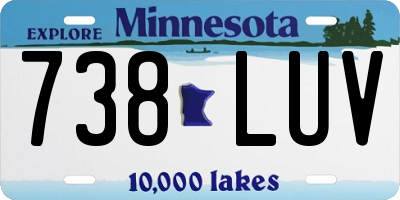 MN license plate 738LUV