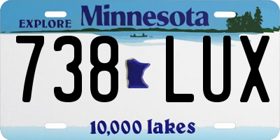MN license plate 738LUX