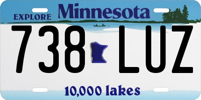 MN license plate 738LUZ