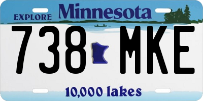 MN license plate 738MKE