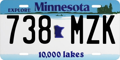MN license plate 738MZK