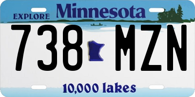MN license plate 738MZN